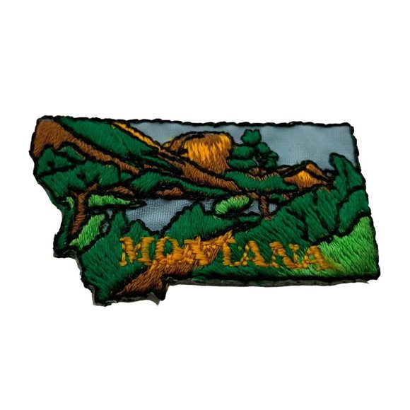 Montana State Patch Border Mountains River Outdoors Embroidered Badge 2 Inch - Picture 1 of 4
